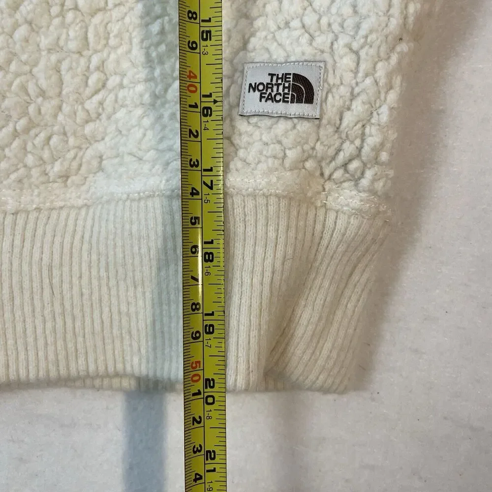 The North Face Womens Wool Harrison Pullover Hoodie Sz S White Teddy Fleece - Picture 6 of 7